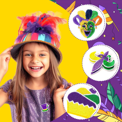 36 Pcs Mardi Gras Iron On Patches - Embroidered Veteran Patches