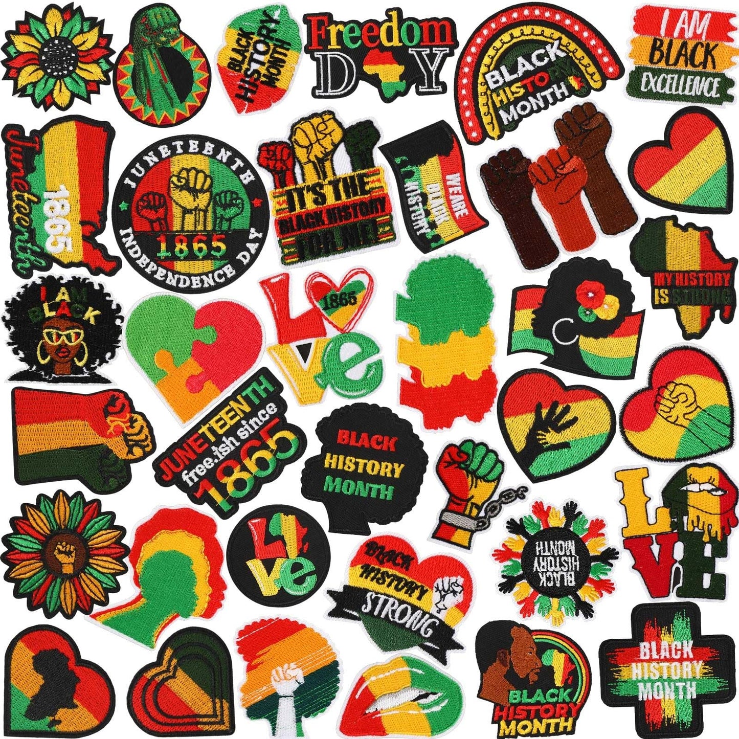 36 Pcs Mardi Gras Iron On Patches - Embroidered Veteran Patches