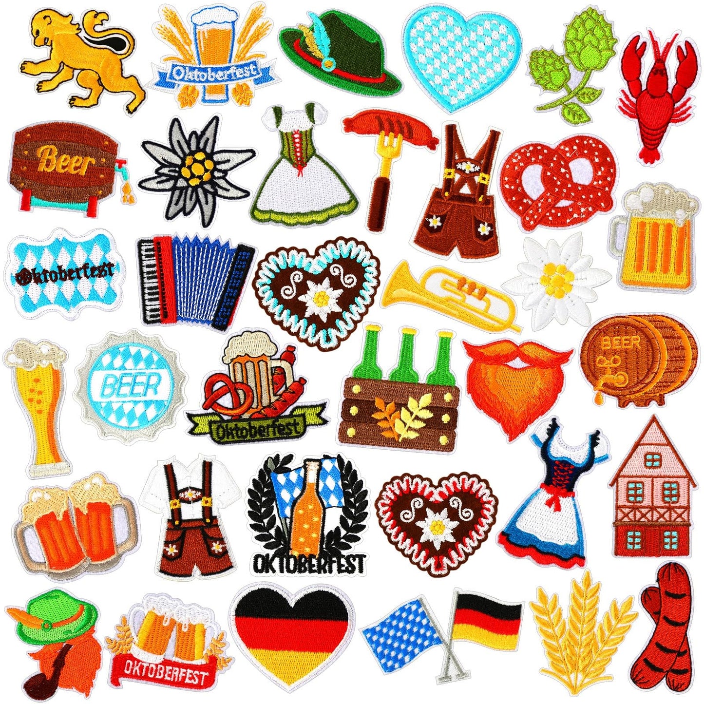 36 Pcs Mardi Gras Iron On Patches - Embroidered Veteran Patches