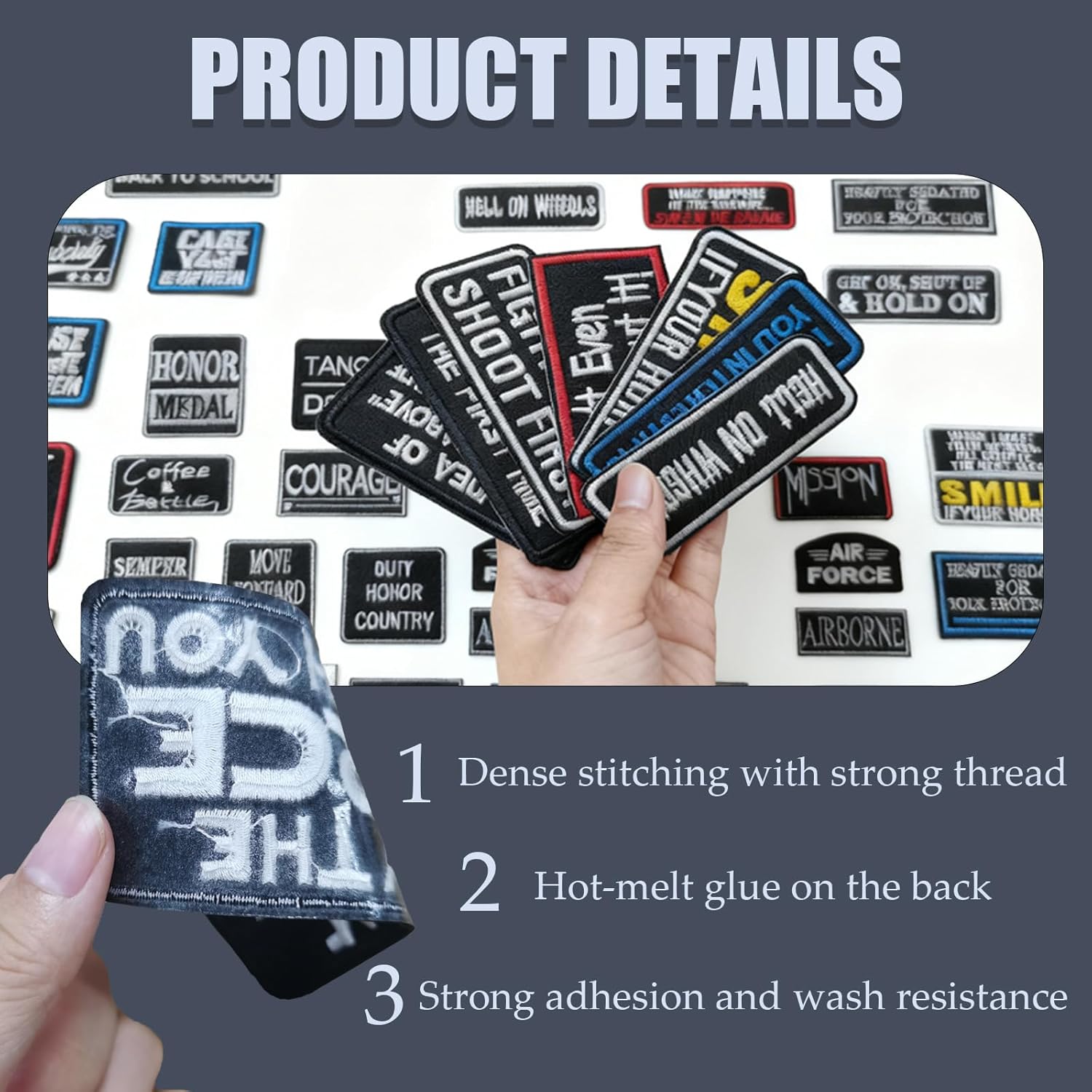 36 Pcs Motorcycle Phrases Patches - Biker Slogan Veteran Patches