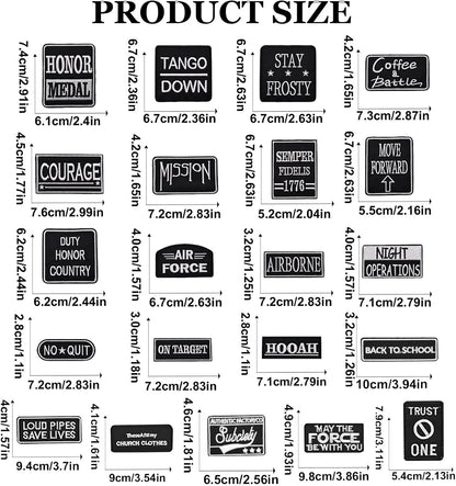 36 Pcs Motorcycle Phrases Patches - Biker Slogan Veteran Patches