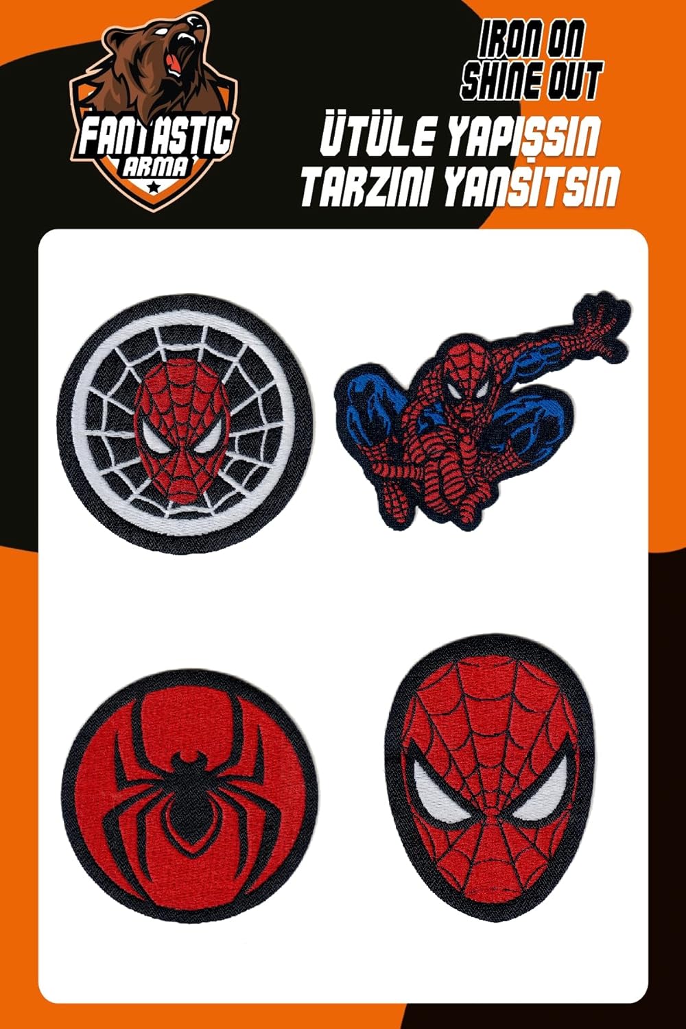 4 Pack Spider Patches - Iron On Embroidered Applique Veteran Patches