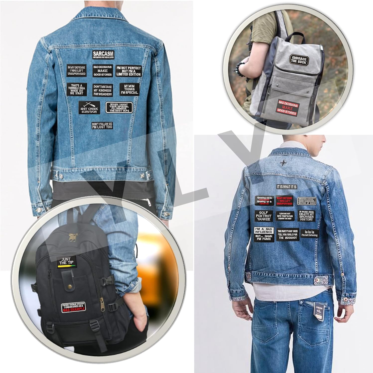 40 Pcs Funny Slogan Patches - Motorcycle Biker Veteran Patches