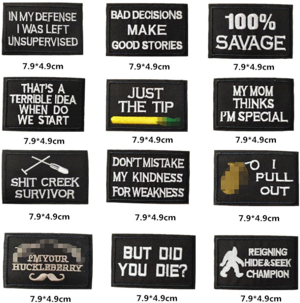 40 Pcs Funny Slogan Patches - Motorcycle Biker Veteran Patches