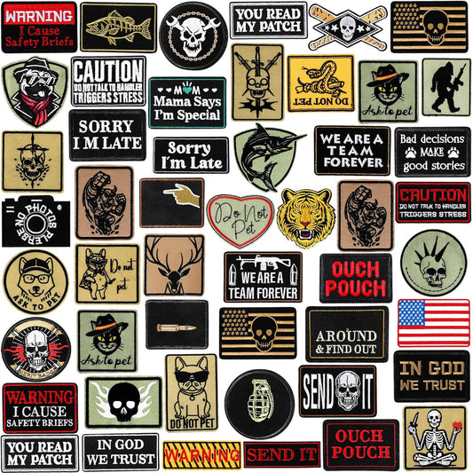 50 Pcs Tactical Morale Patches - Embroidered Set Veteran Patches