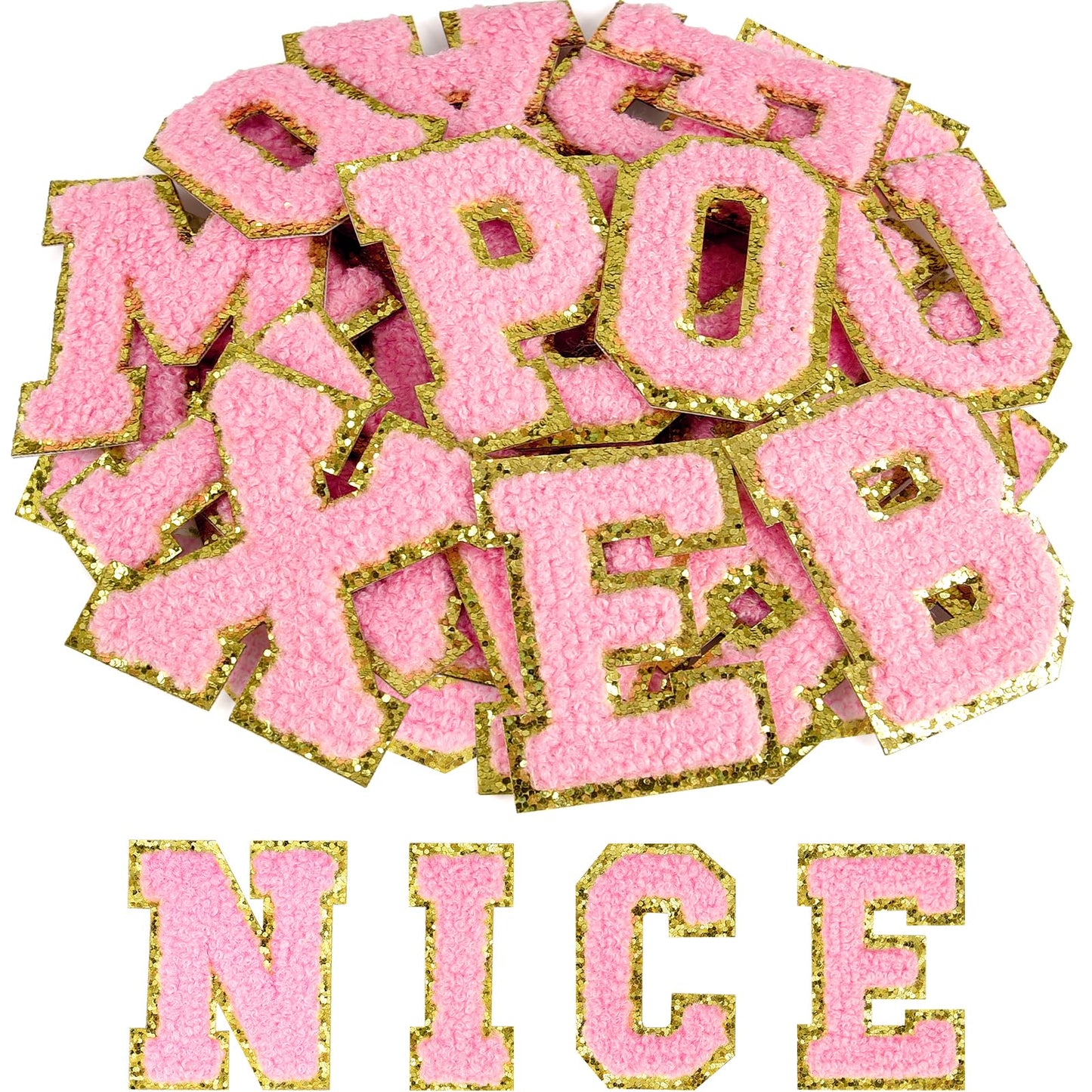 52 Pcs Adhesive Letter Patches - A - Z Chenille Black Veteran Patches