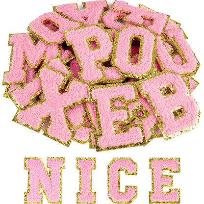 52 Pcs Adhesive Letter Patches - A - Z Chenille Black Veteran Patches