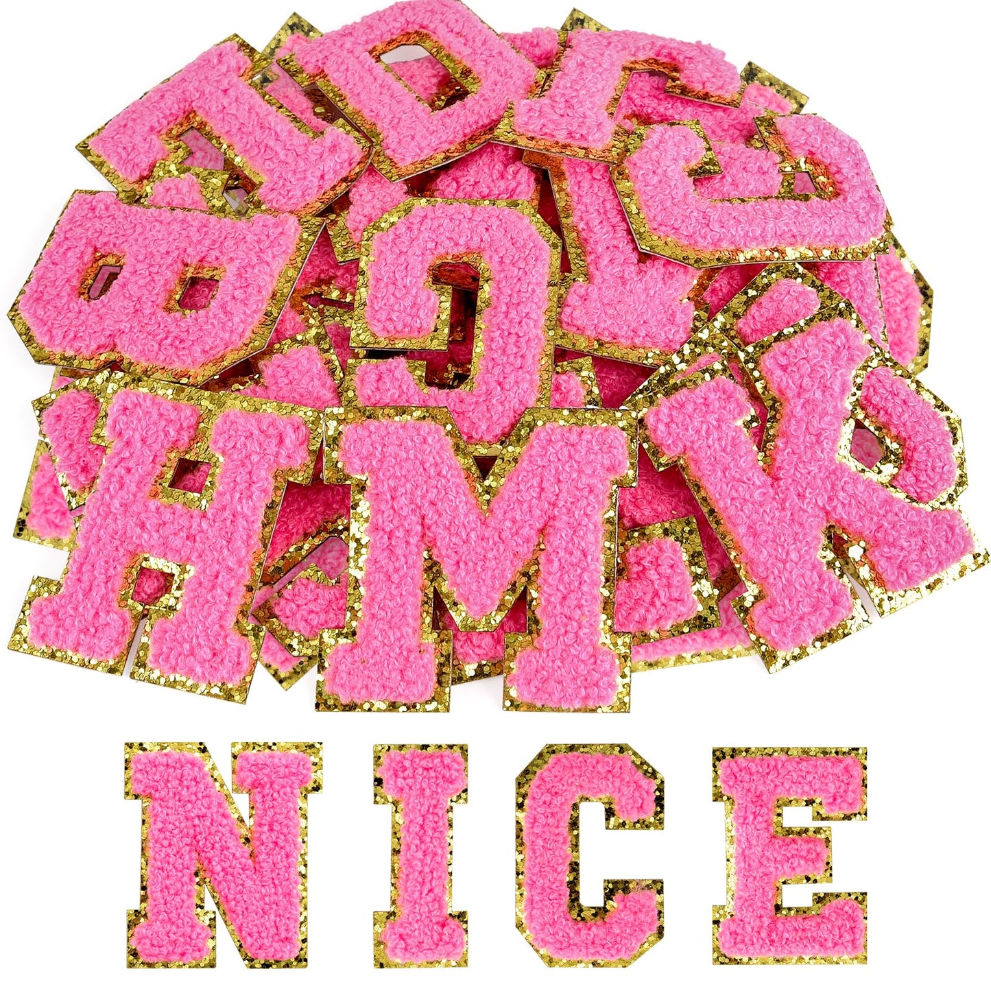 52 Pcs Adhesive Letter Patches - A - Z Chenille Black Veteran Patches