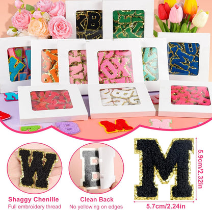 52 Pcs Adhesive Letter Patches - A - Z Chenille Black Veteran Patches