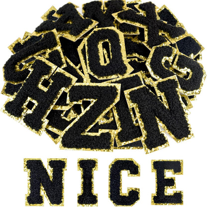 52 Pcs Adhesive Letter Patches - A - Z Chenille Black Veteran Patches