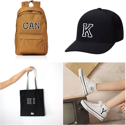 52 Pcs Alphabet Patches A - Z - Iron On Black Letters Veteran Patches