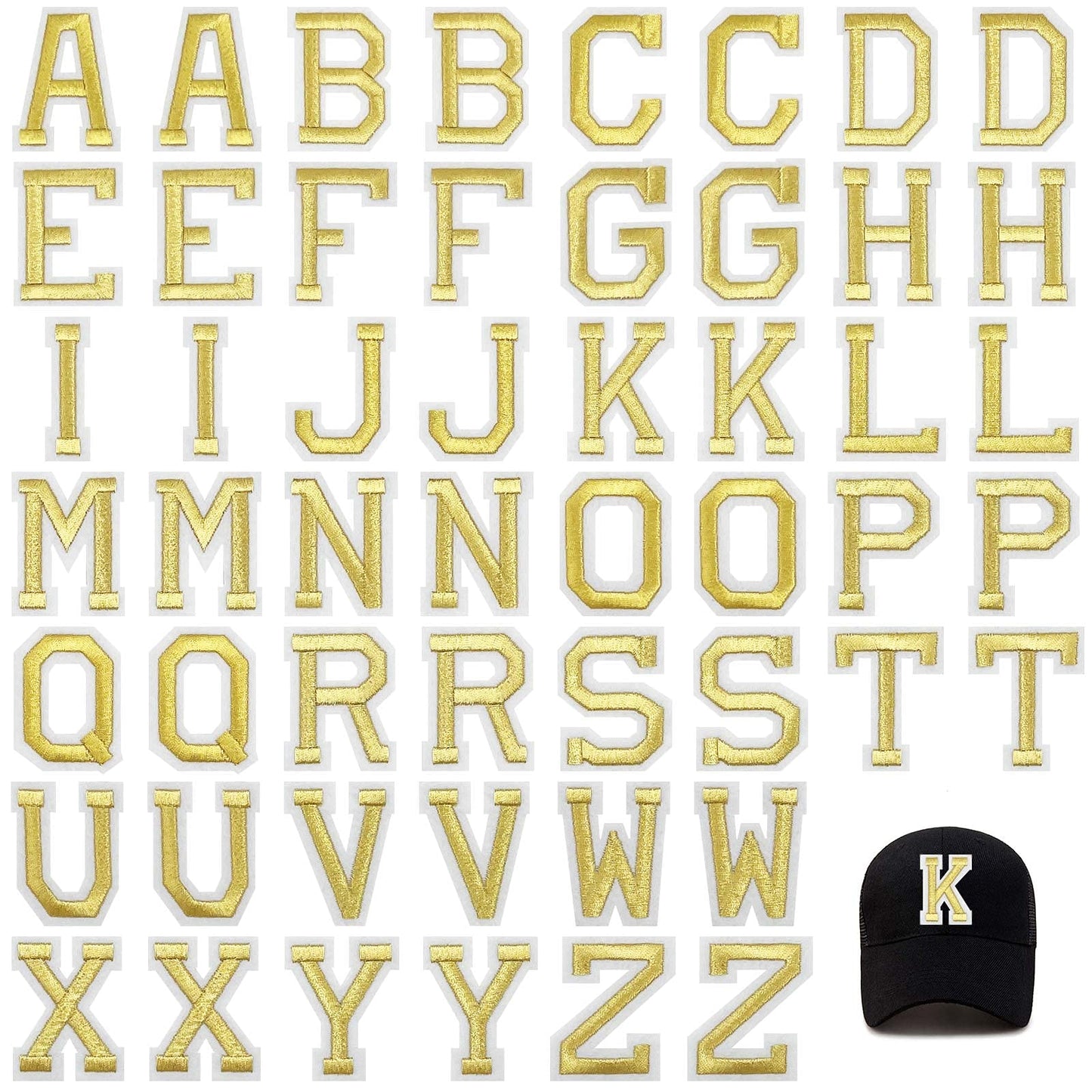 52 Pcs Alphabet Patches A - Z - Iron On Black Letters Veteran Patches