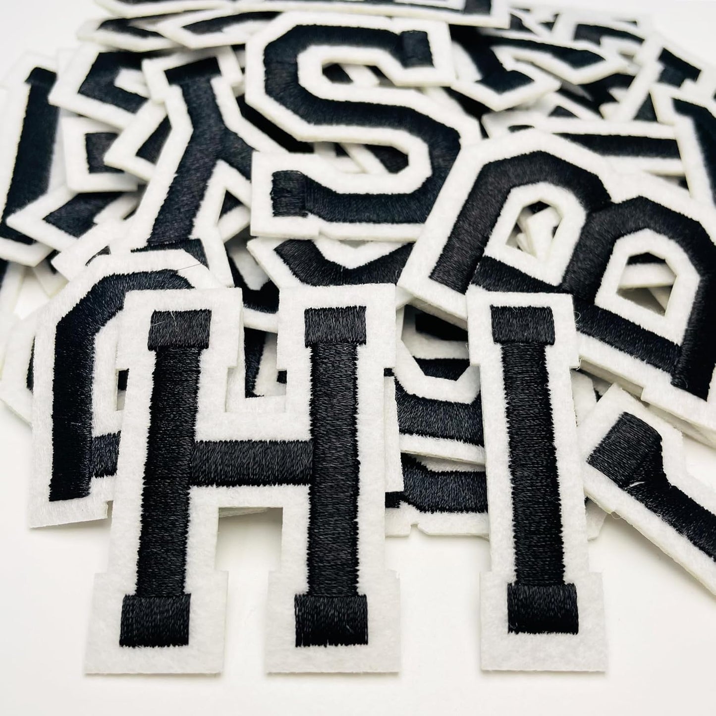 52 Pcs Alphabet Patches A - Z - Iron On Black Letters Veteran Patches