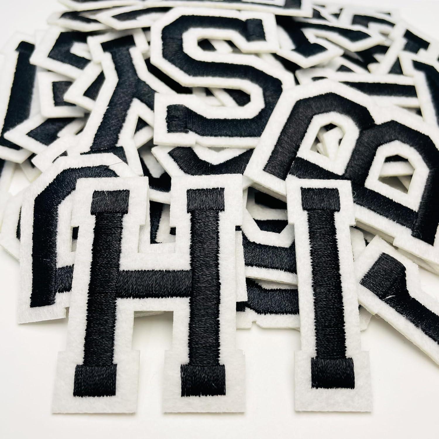 52 Pcs Alphabet Patches A - Z - Iron On Black Letters Veteran Patches