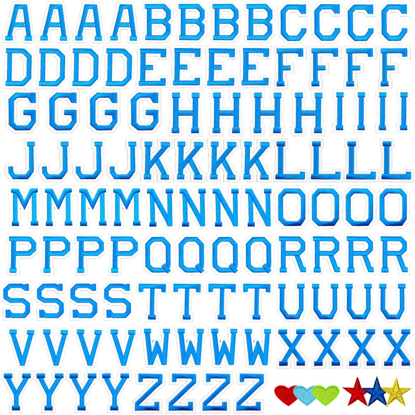 52 Pcs Alphabet Patches A - Z - Iron On Black Letters Veteran Patches