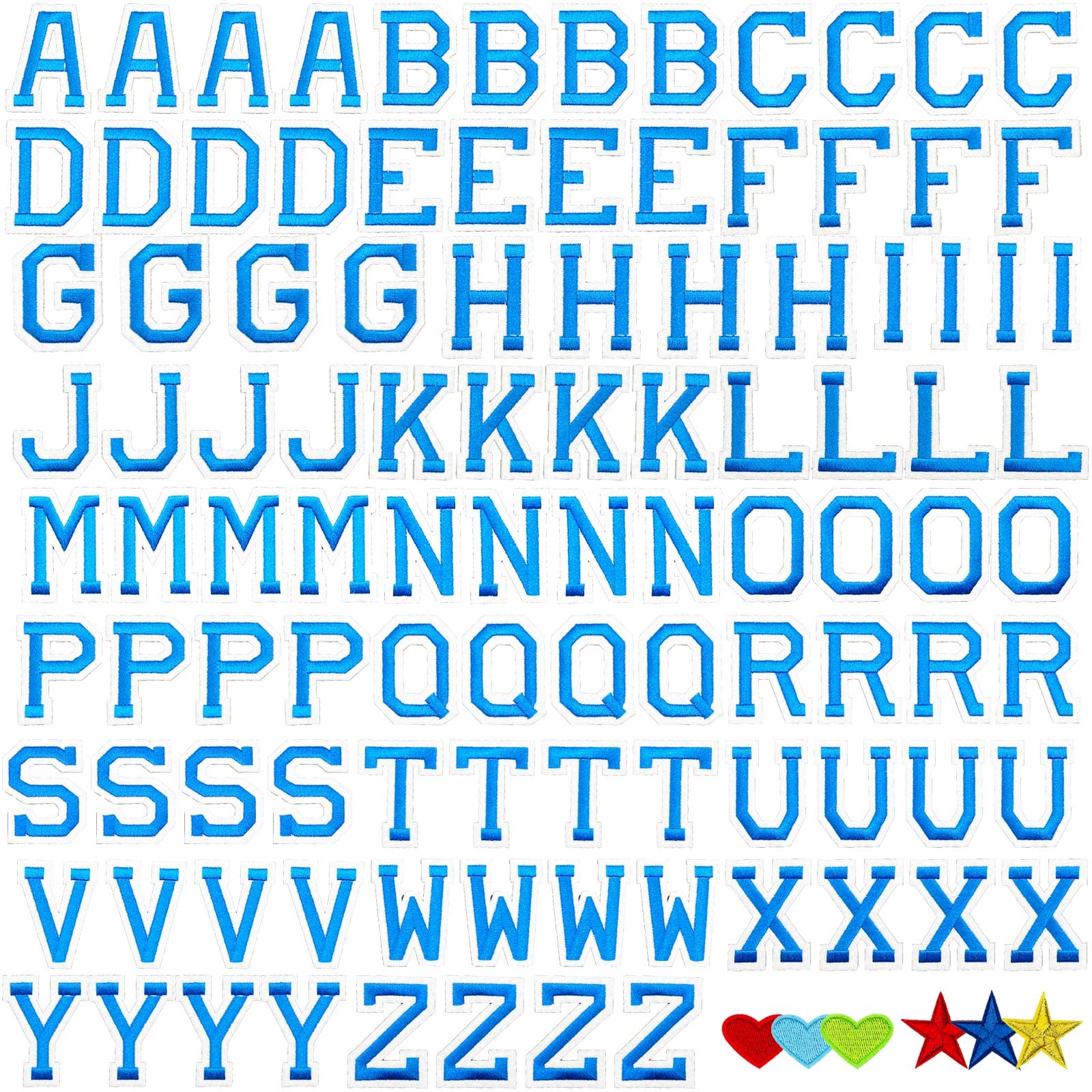 52 Pcs Alphabet Patches A - Z - Iron On Black Letters Veteran Patches