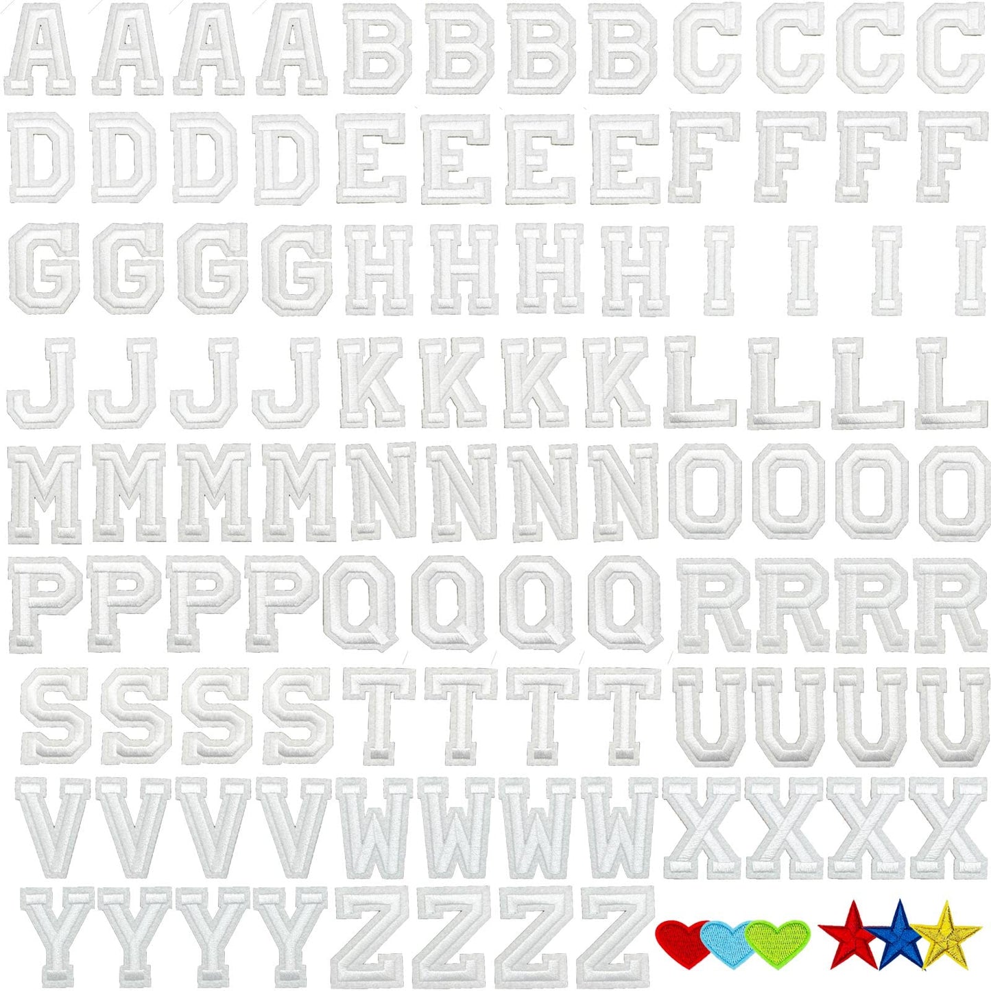 52 Pcs Alphabet Patches A - Z - Iron On Black Letters Veteran Patches