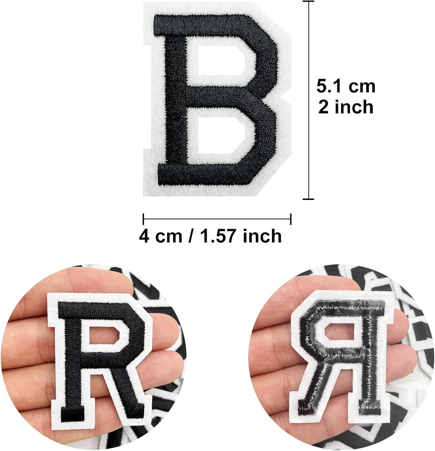 52 Pcs Alphabet Patches A - Z - Iron On Black Letters Veteran Patches