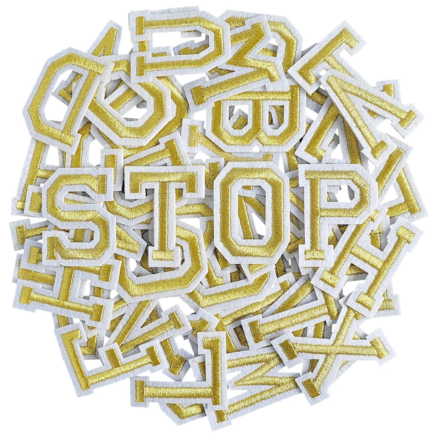 52 Pcs Iron On Letter Patches A - Z - White Embroidered Veteran Patches