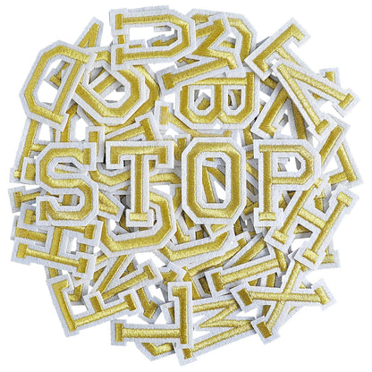 52 Pcs Iron On Letter Patches A - Z - White Embroidered Veteran Patches