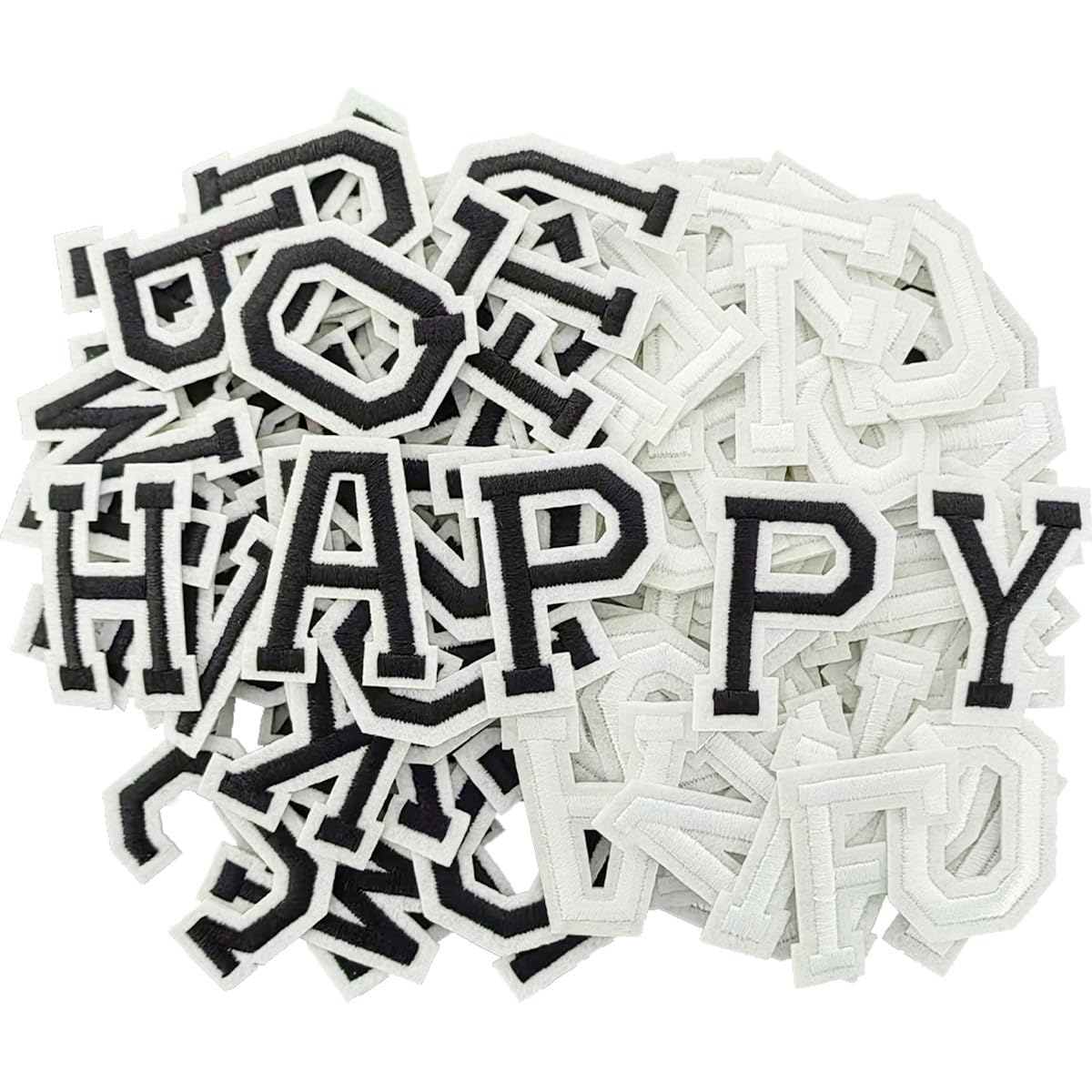 52 Pcs Iron On Letter Patches A - Z - White Embroidered Veteran Patches