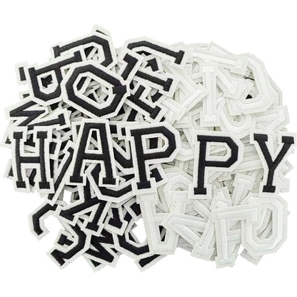 52 Pcs Iron On Letter Patches A - Z - White Embroidered Veteran Patches