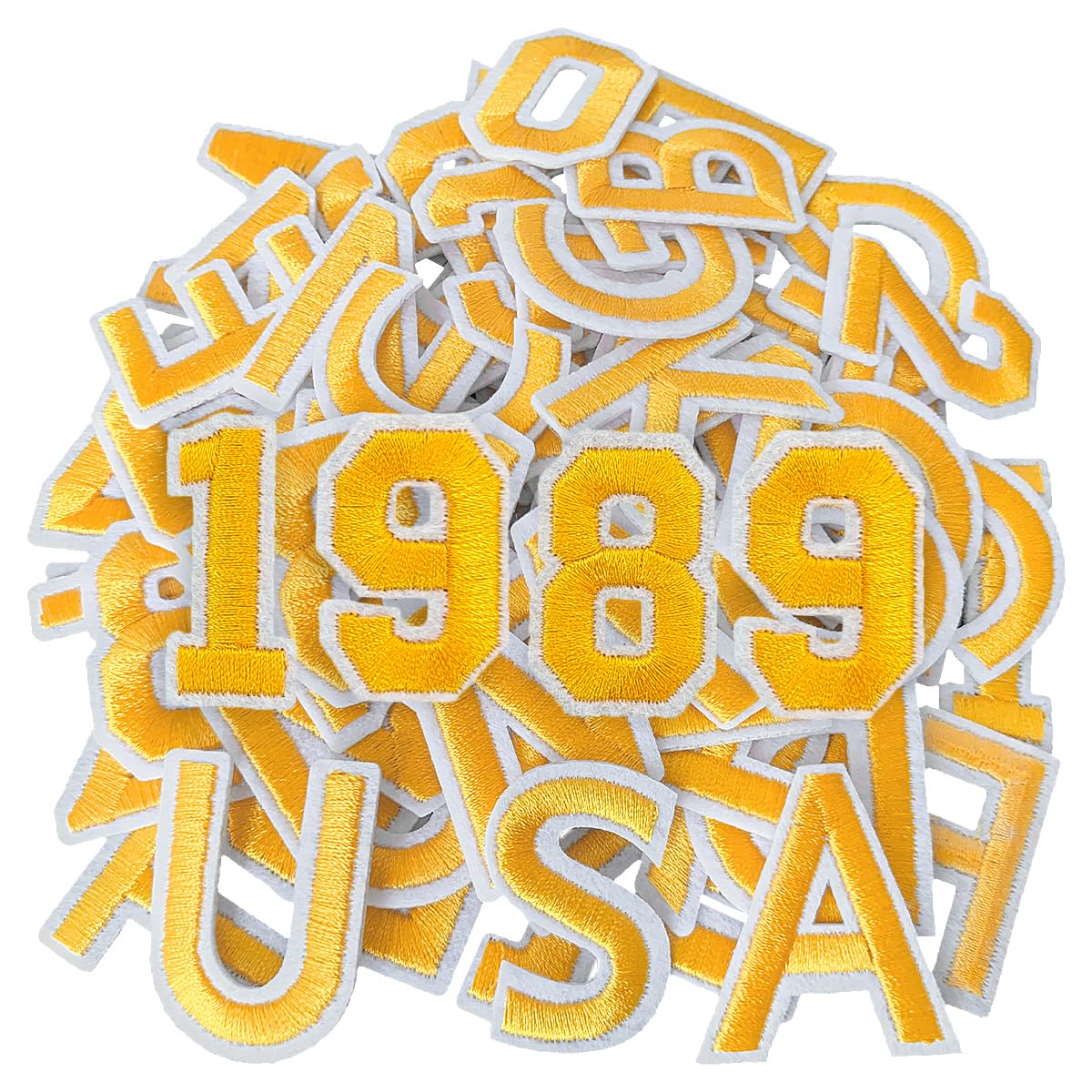 52 Pcs Iron On Letter Patches A - Z - White Embroidered Veteran Patches