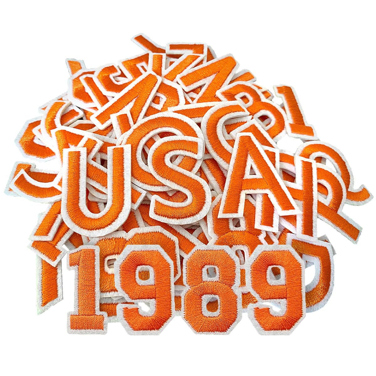 52 Pcs Iron On Letter Patches A - Z - White Embroidered Veteran Patches