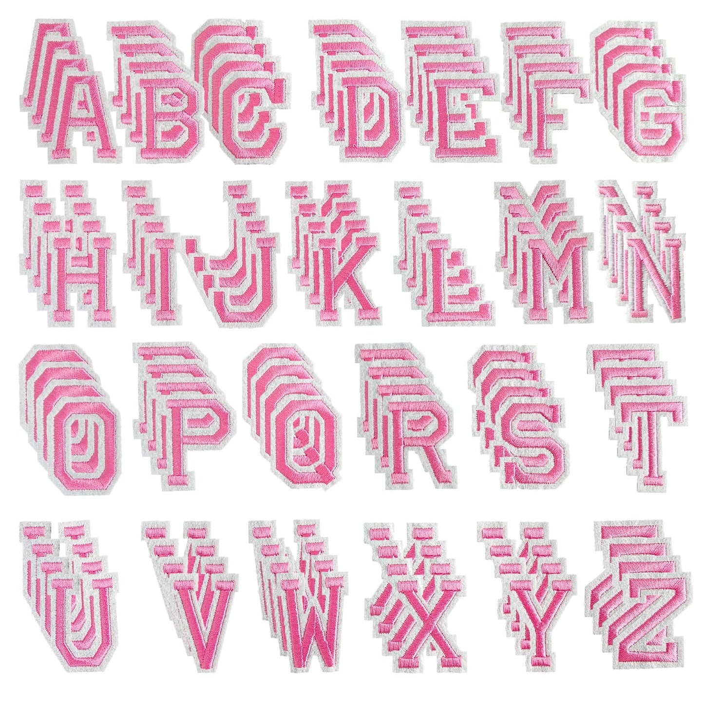 52 Pcs Iron On Letter Patches A - Z - White Embroidered Veteran Patches