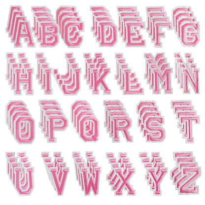 52 Pcs Iron On Letter Patches A - Z - White Embroidered Veteran Patches