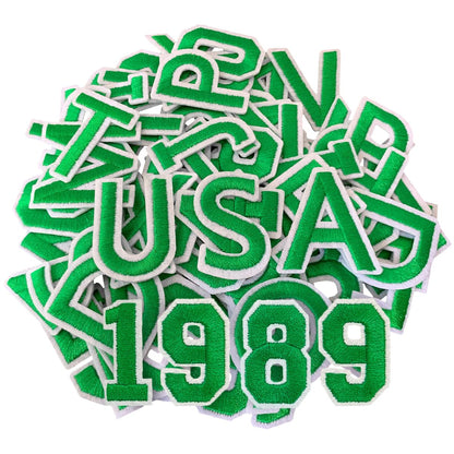 52 Pcs Iron On Letter Patches A - Z - White Embroidered Veteran Patches