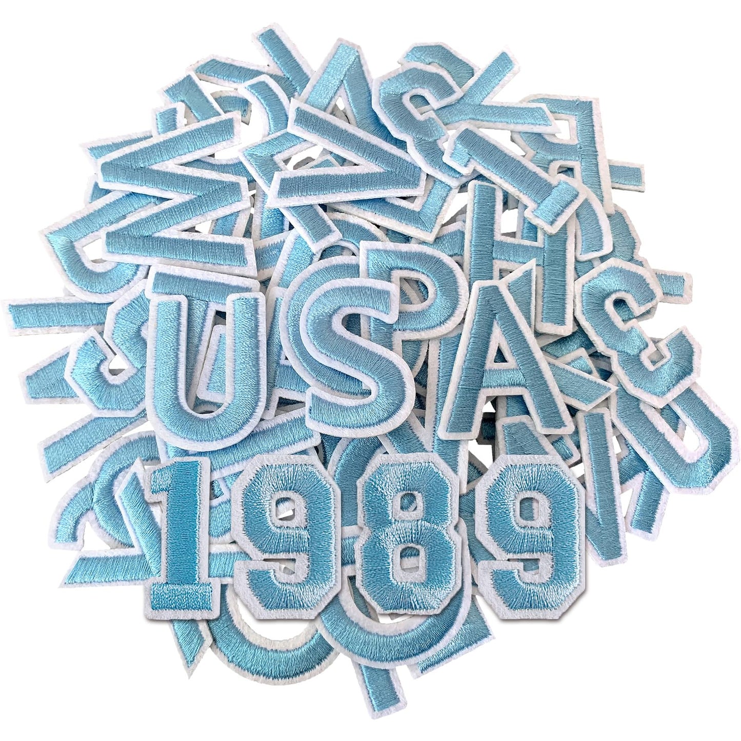 52 Pcs Iron On Letter Patches A - Z - White Embroidered Veteran Patches