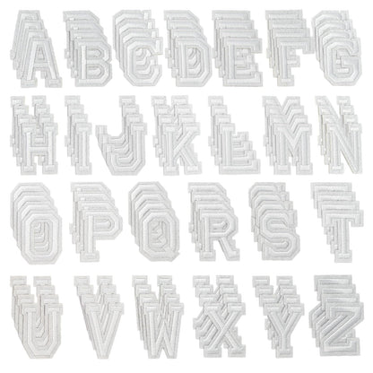 52 Pcs Iron On Letter Patches A - Z - White Embroidered Veteran Patches