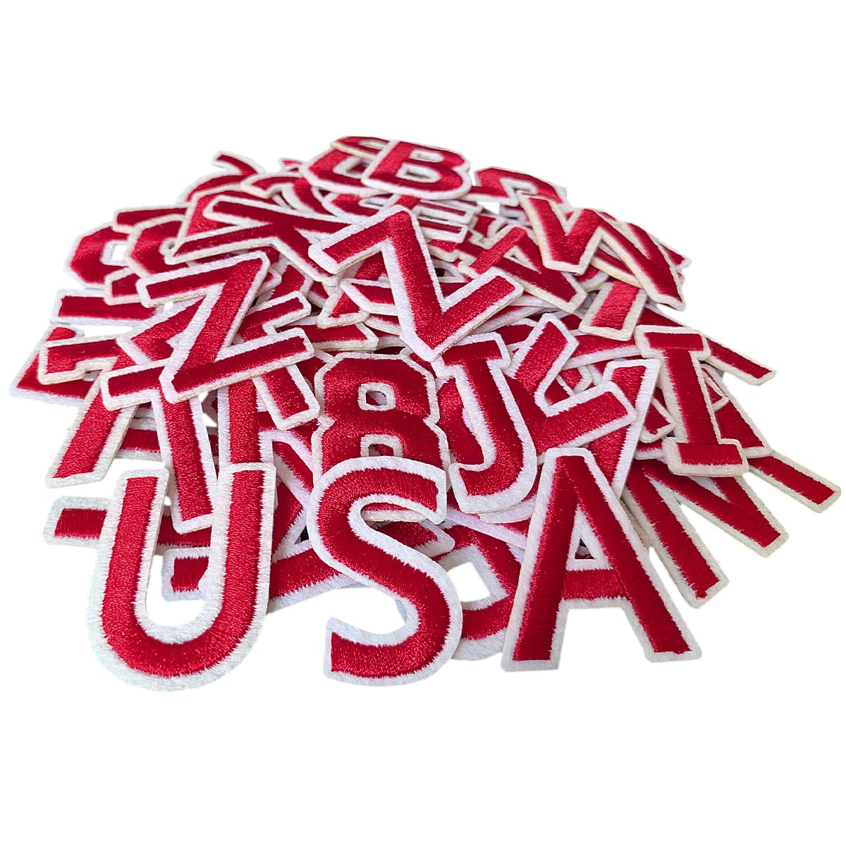 52 Pcs Iron On Letter Patches A - Z - White Embroidered Veteran Patches