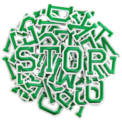 52 Pcs Iron On Letter Patches A - Z - White Embroidered Veteran Patches