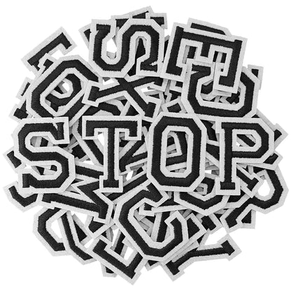 52 Pcs Iron On Letter Patches A - Z - White Embroidered Veteran Patches