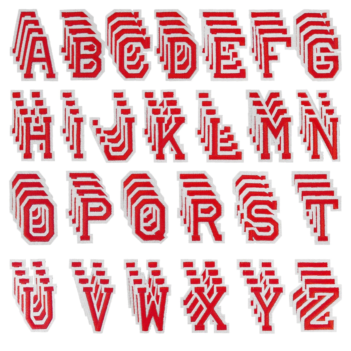 52 Pcs Iron On Letter Patches A - Z - White Embroidered Veteran Patches