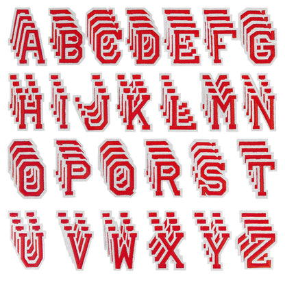 52 Pcs Iron On Letter Patches A - Z - White Embroidered Veteran Patches