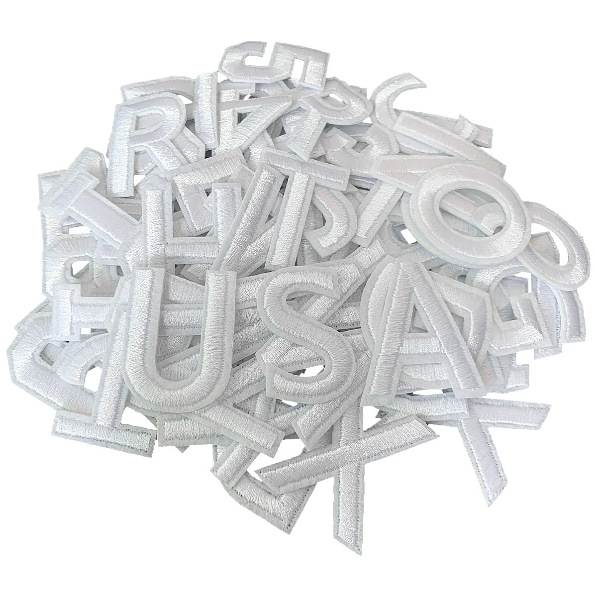 52 Pcs Iron On Letter Patches A - Z - White Embroidered Veteran Patches