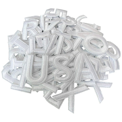 52 Pcs Iron On Letter Patches A - Z - White Embroidered Veteran Patches