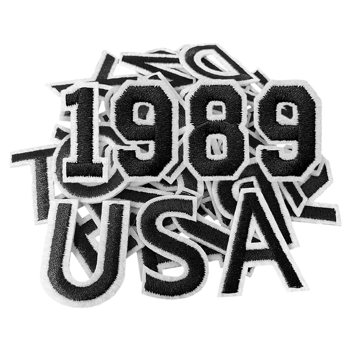 52 Pcs Iron On Letter Patches A - Z - White Embroidered Veteran Patches