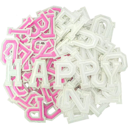 52 Pcs Iron On Letter Patches A - Z - White Embroidered Veteran Patches