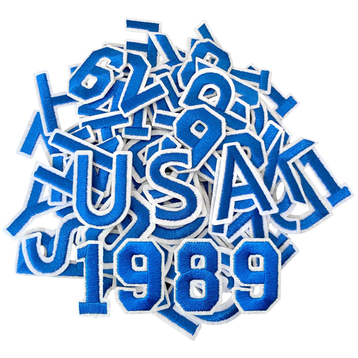 52 Pcs Iron On Letter Patches A - Z - White Embroidered Veteran Patches