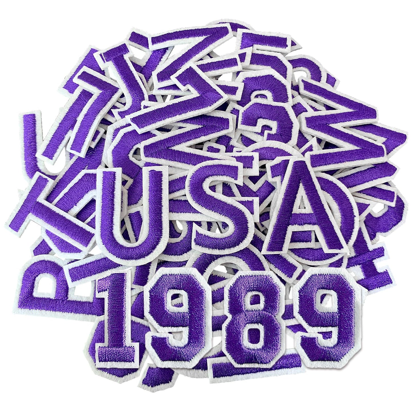 52 Pcs Iron On Letter Patches A - Z - White Embroidered Veteran Patches