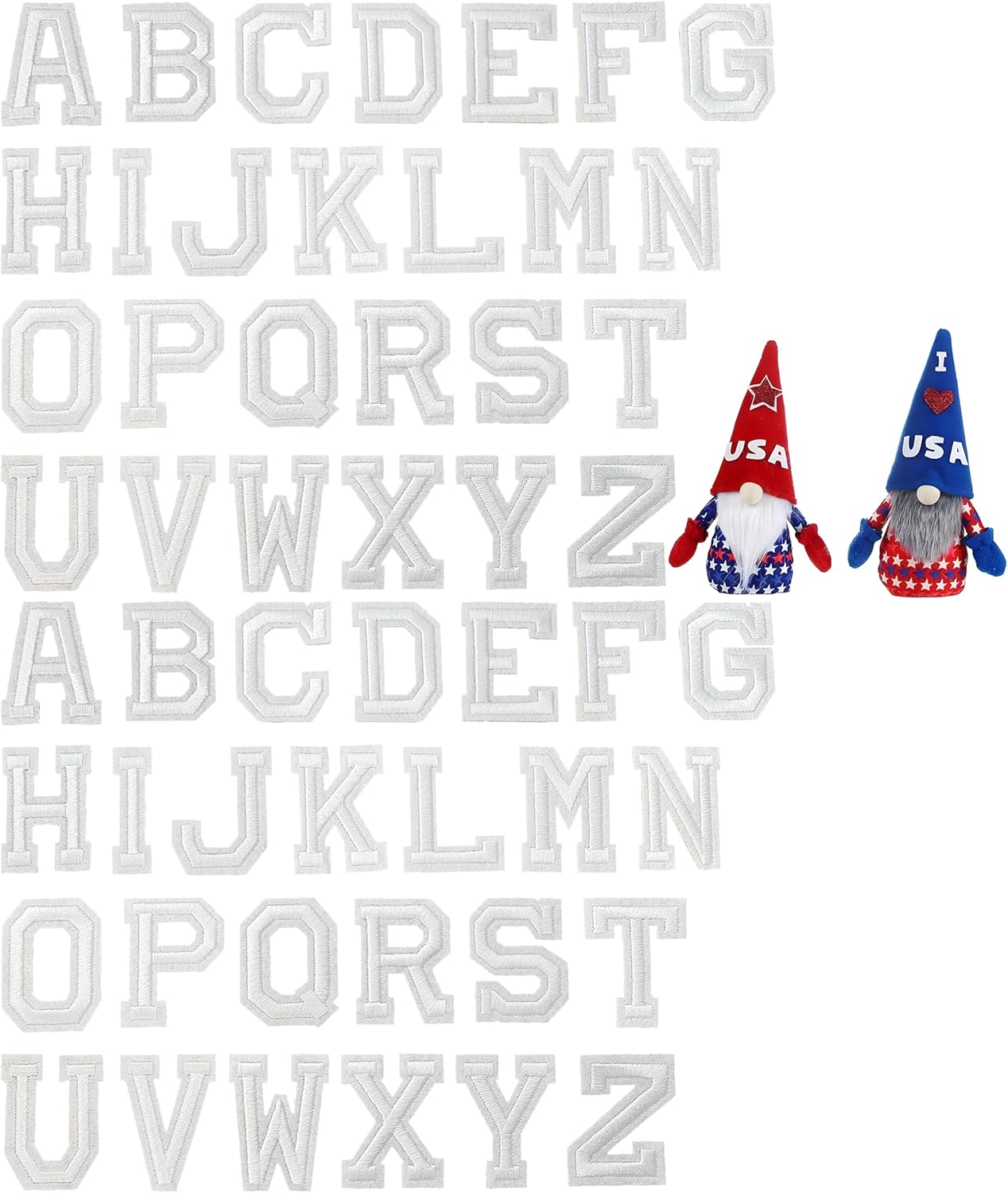 52 Pcs Iron On Letter Patches A - Z - White Embroidered Veteran Patches