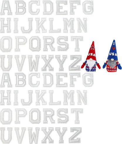 52 Pcs Iron On Letter Patches A - Z - White Embroidered Veteran Patches