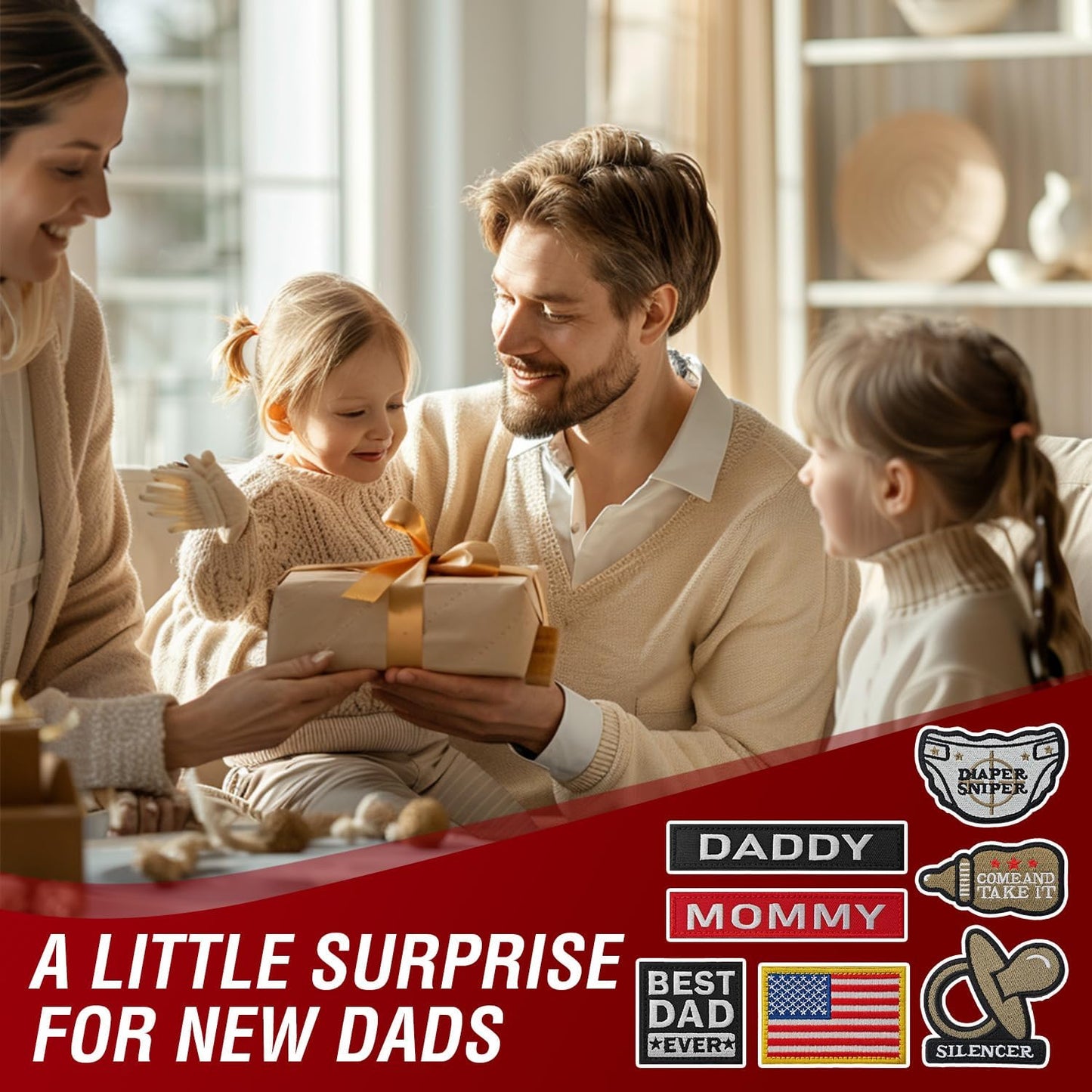 7 Pcs Daddy & Mommy Patches - Hook & Loop Tactical Veteran Patches