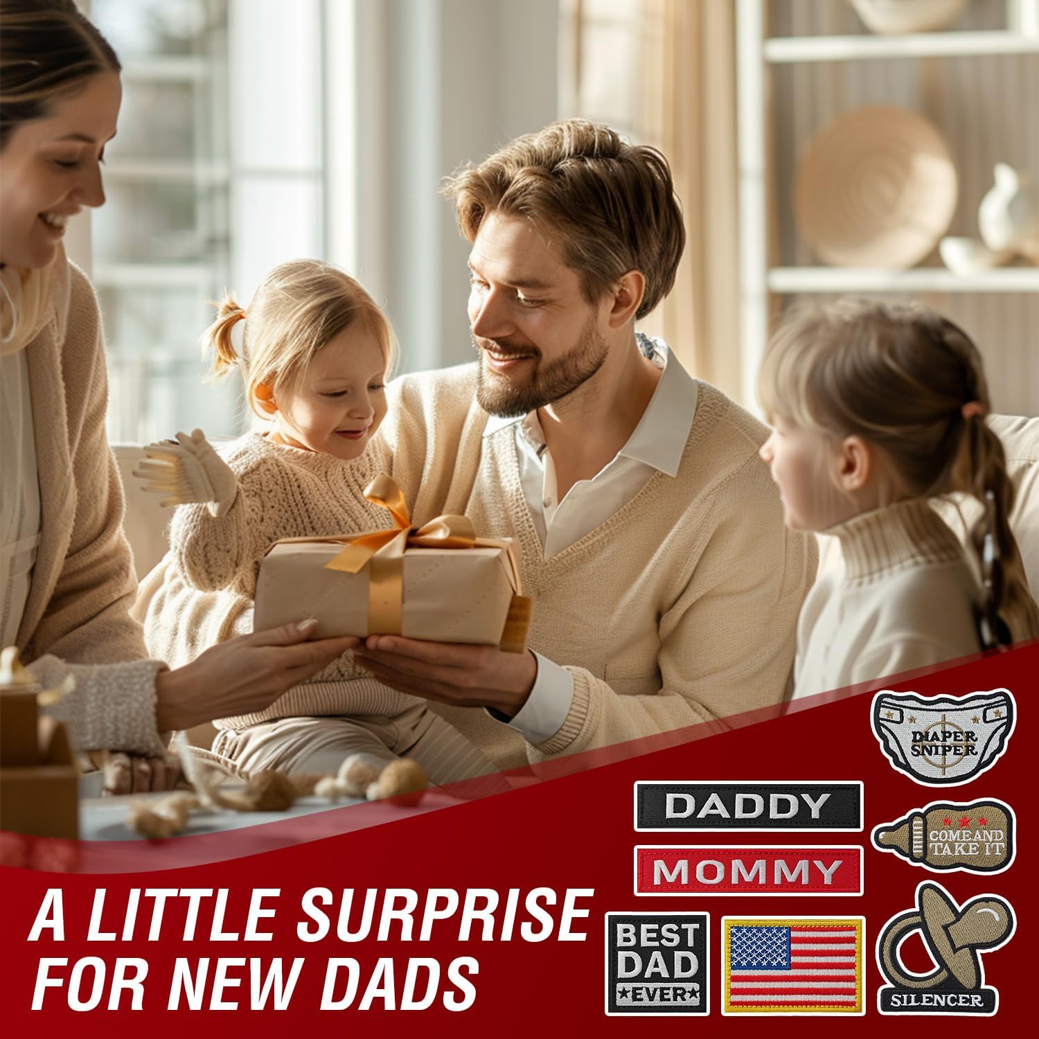 7 Pcs Daddy & Mommy Patches - Hook & Loop Tactical Veteran Patches