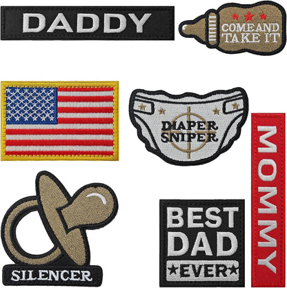 7 Pcs Daddy & Mommy Patches - Hook & Loop Tactical Veteran Patches