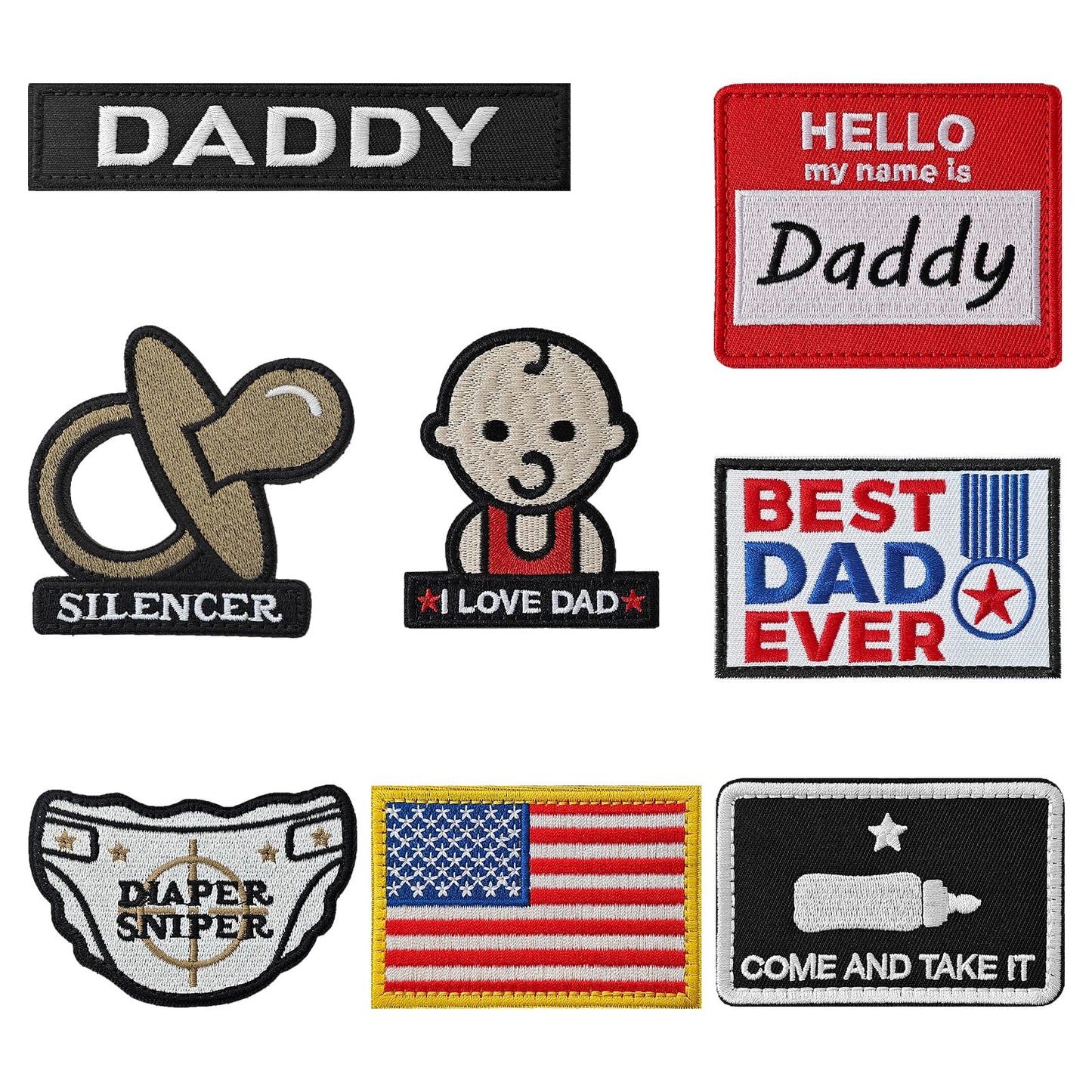 7 Pcs Daddy & Mommy Patches - Hook & Loop Tactical Veteran Patches